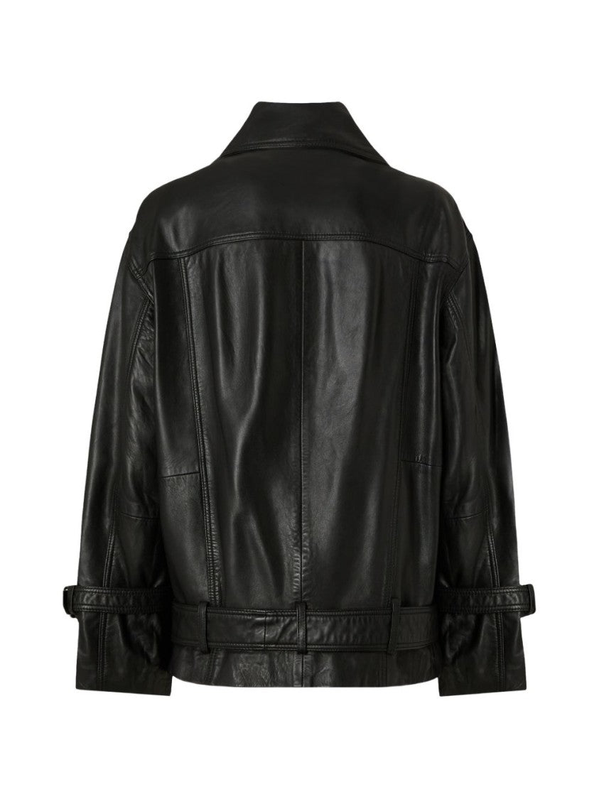 Pinko Classic Biker Jacket With Asymmetrical Zipper