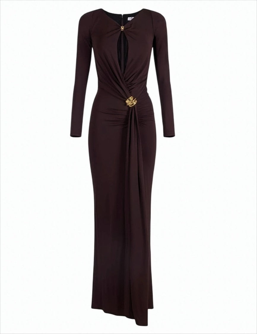 Elisabetta Franchi Red Carpet Dress With Jewel Details