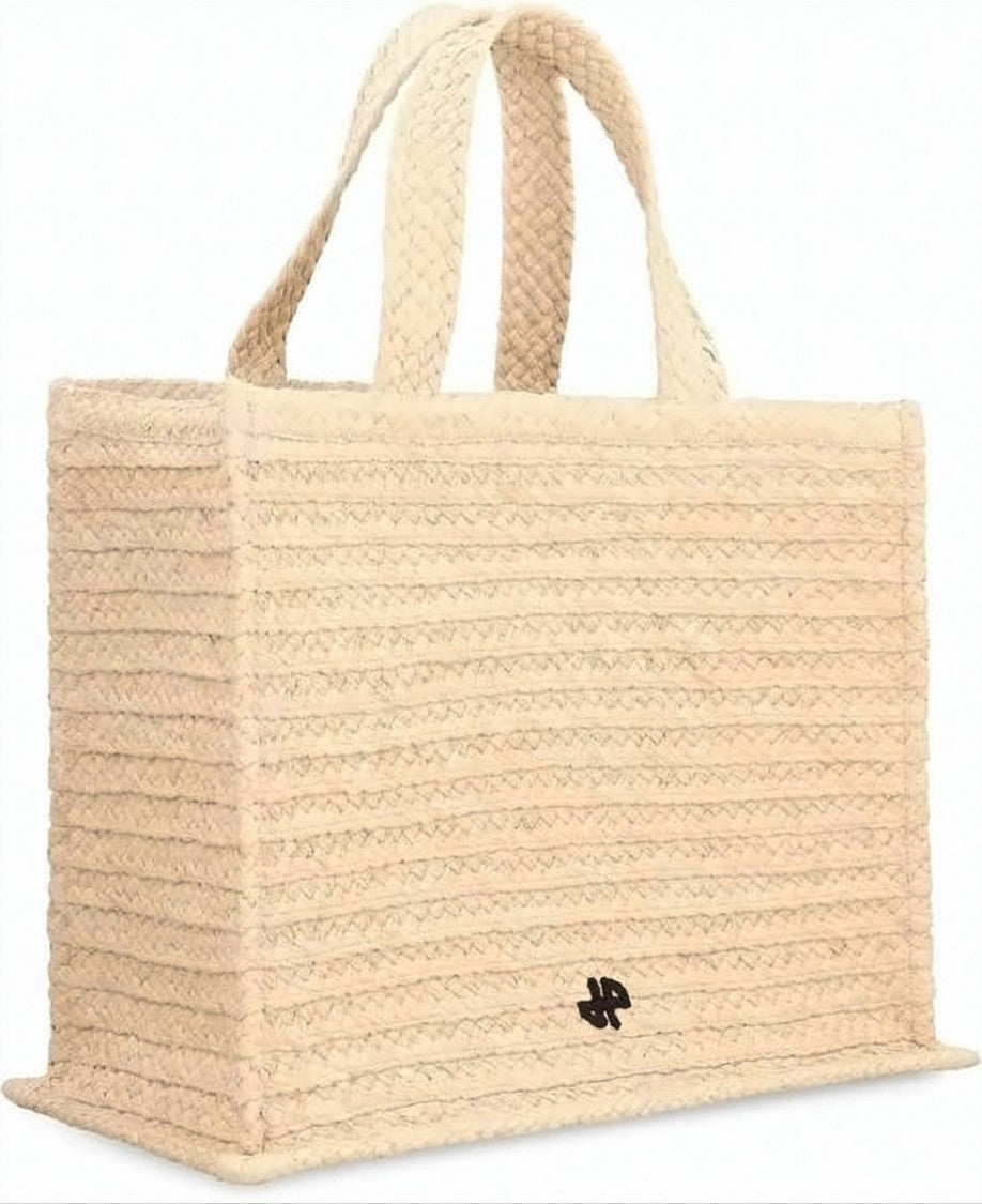 Patou Braided Raffia Tote Bag With Detachable Shoulder Strap