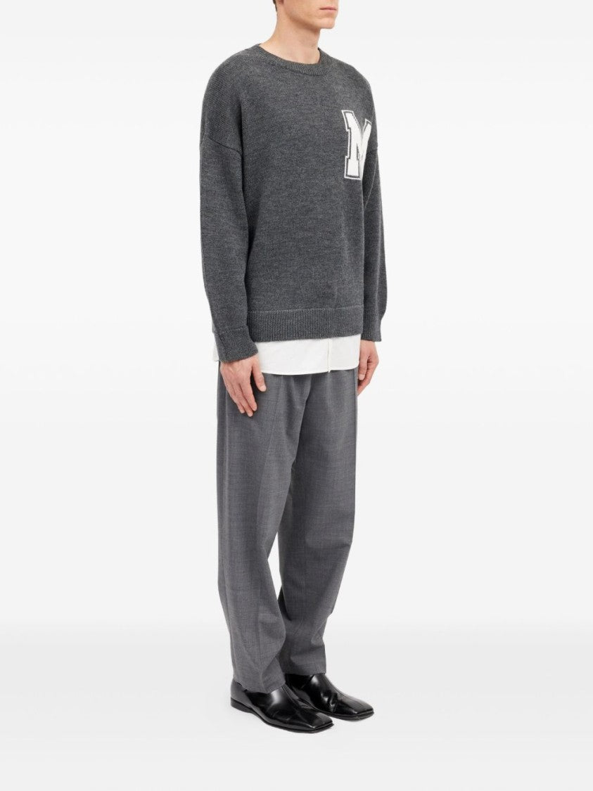 Mm6 By Maison Margiela Grey Crewneck Initial Sweater