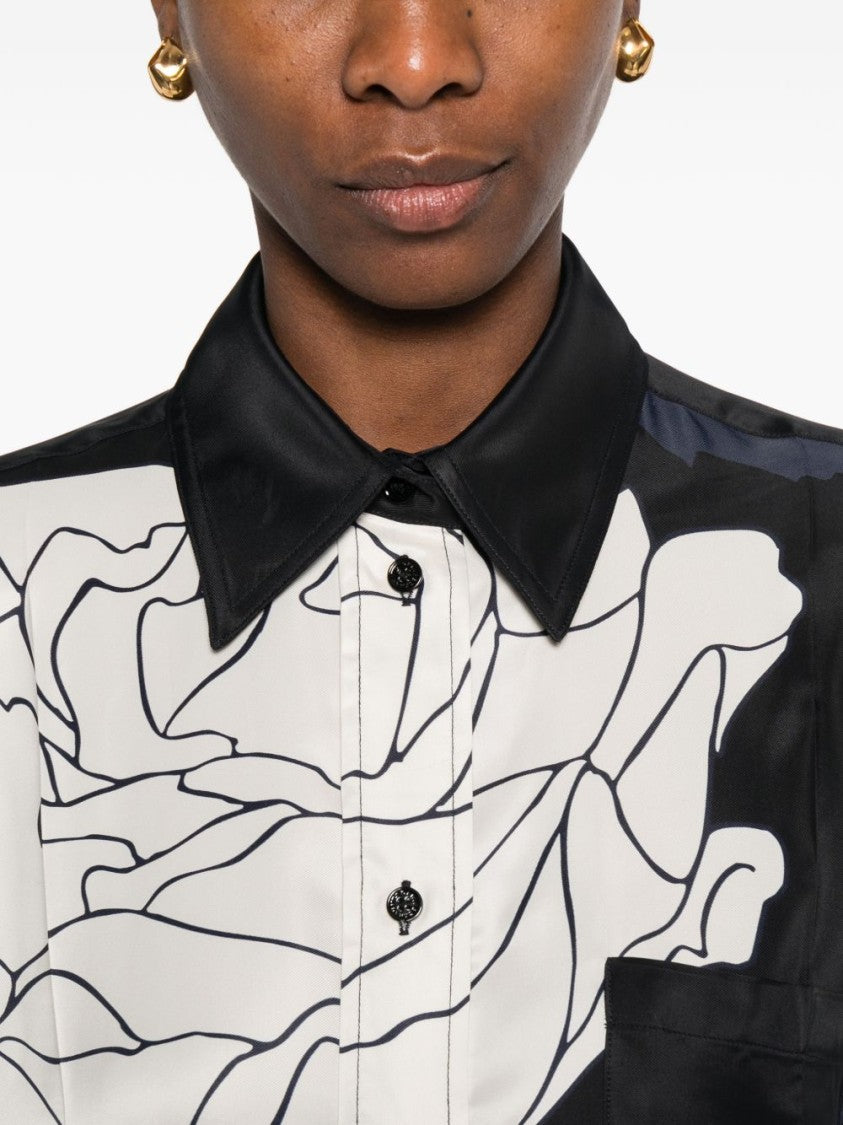 Victoria Beckham Oversized Twill Shirt With Floral Pattern