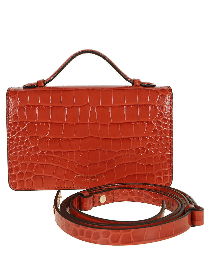 Victoria Beckham Crocodile-Embossed Red Cross Body Bag