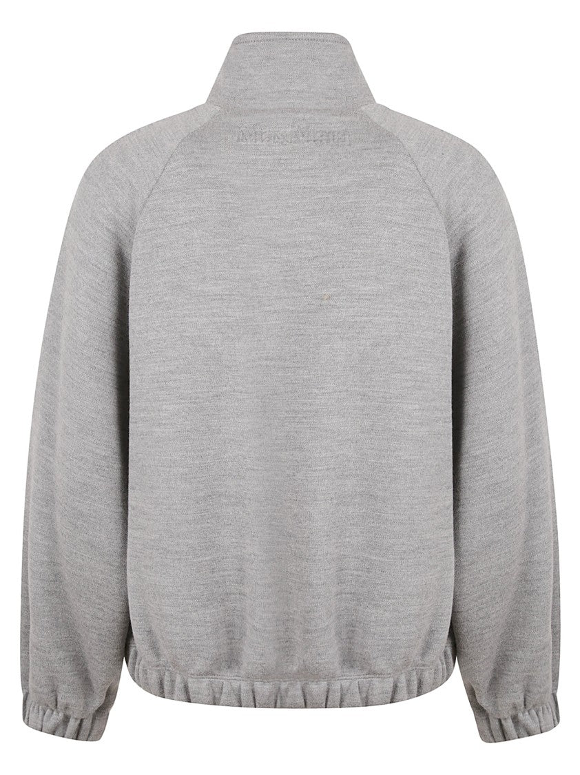 Max Mara High Collar Grey Sweater With Full Zip