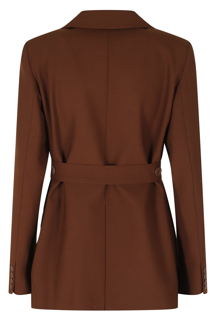 Semi Couture Canyon Brown Blazer With Classic Lapel And Built-In Belt