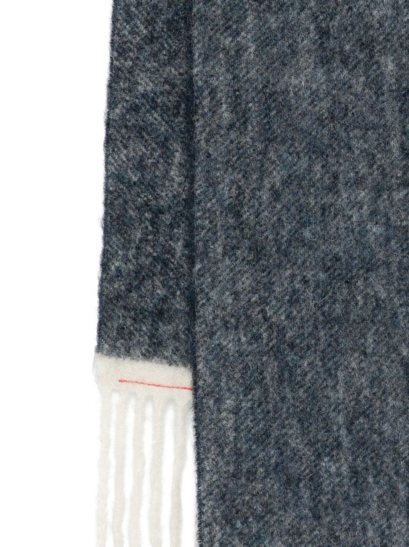 Jacquemus Dark Grey Red Stitching Fringed Scarf