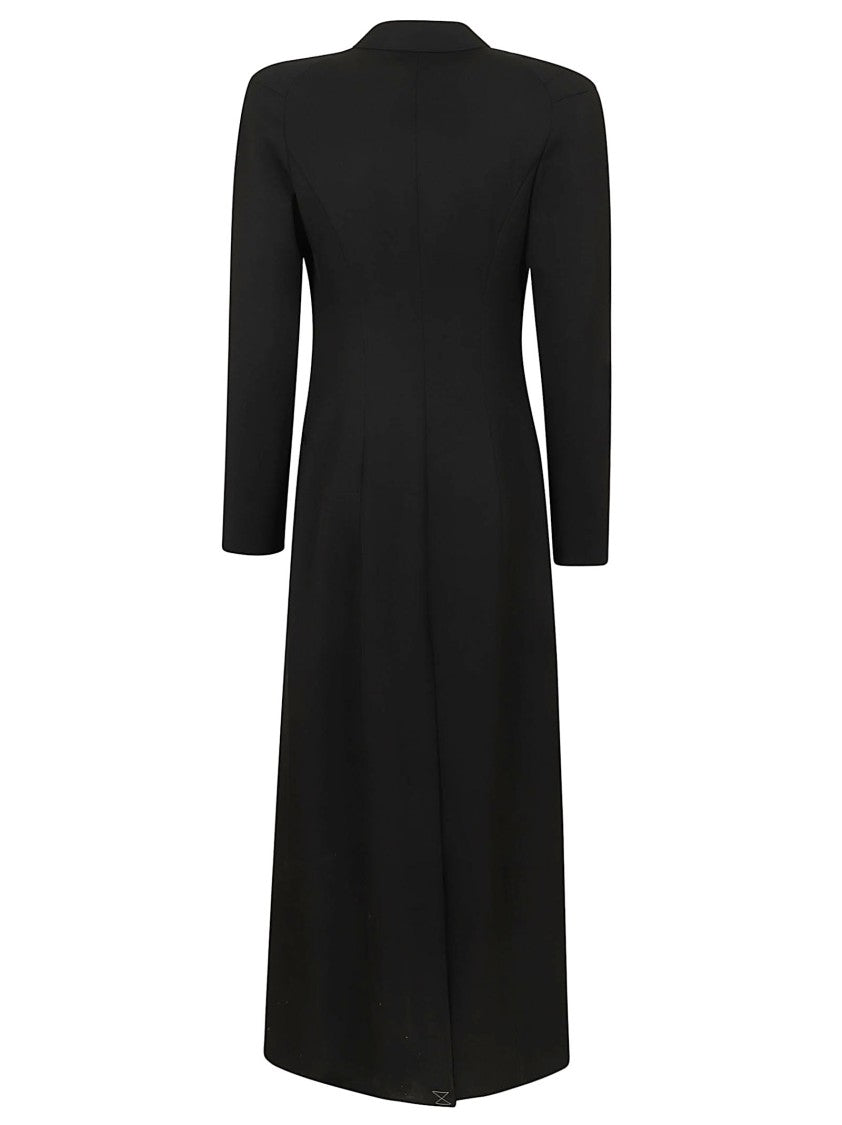 Dries Van Noten Fitted Black Double-Breasted Wool Coat With Contrasting Buttons
