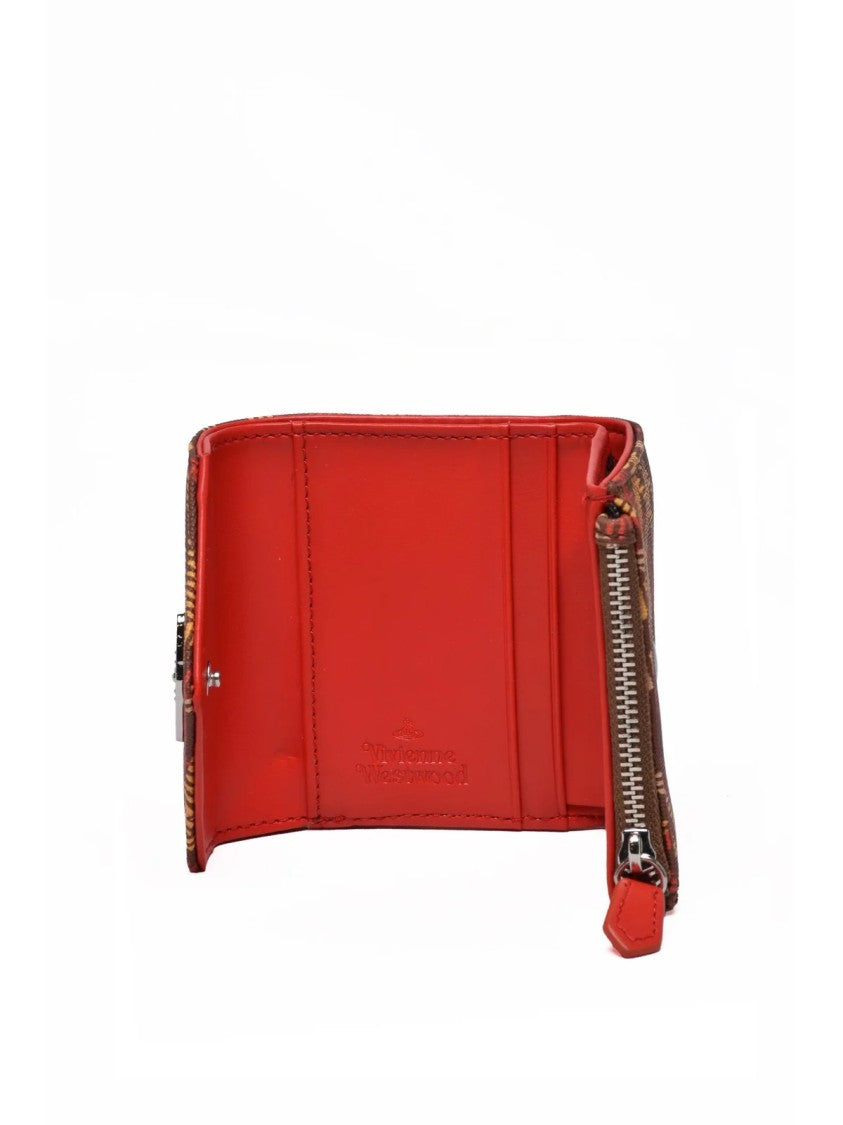 Vivienne Westwood Brown Polyurethane Plaid Wallet