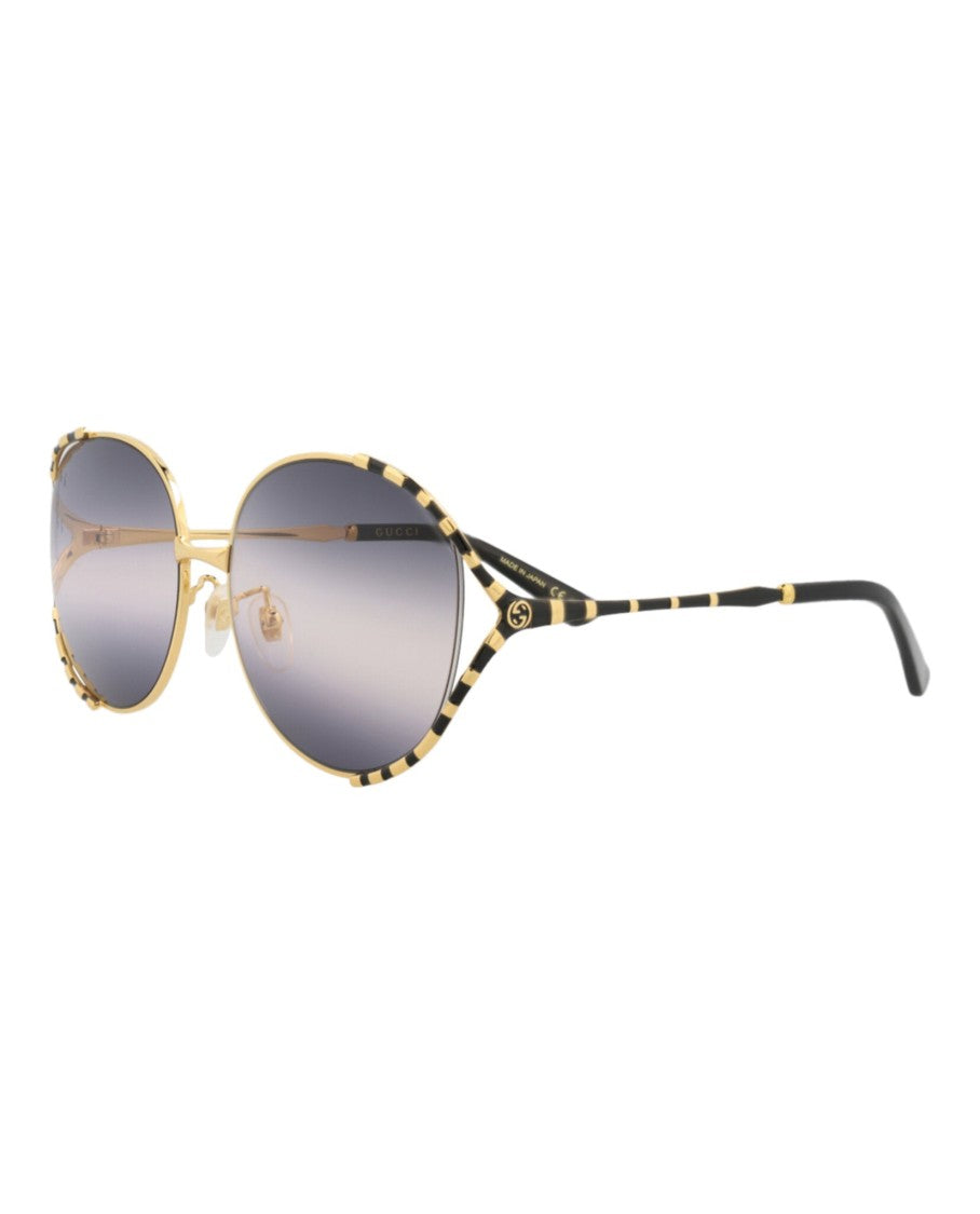 Gucci Round-Frame Metal Sunglasses