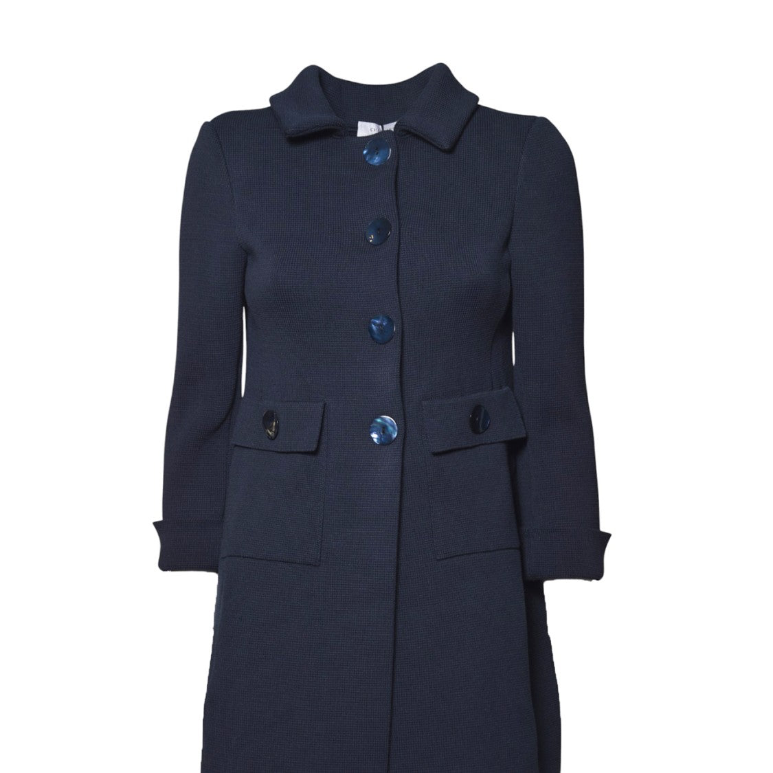 Charlott Short Single-Breasted Cotton Knit Coat In Blue