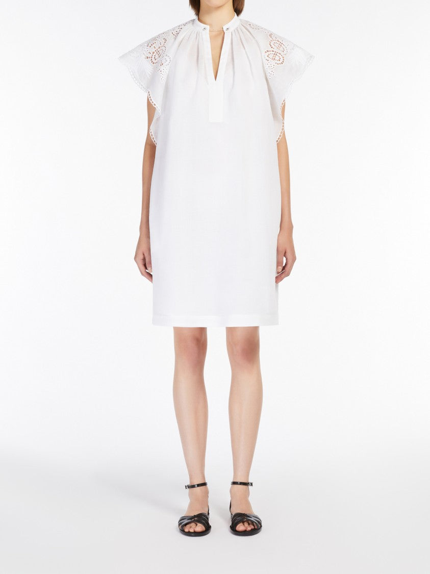 Max Mara Ramie Mini Dress With Mandarin Collar