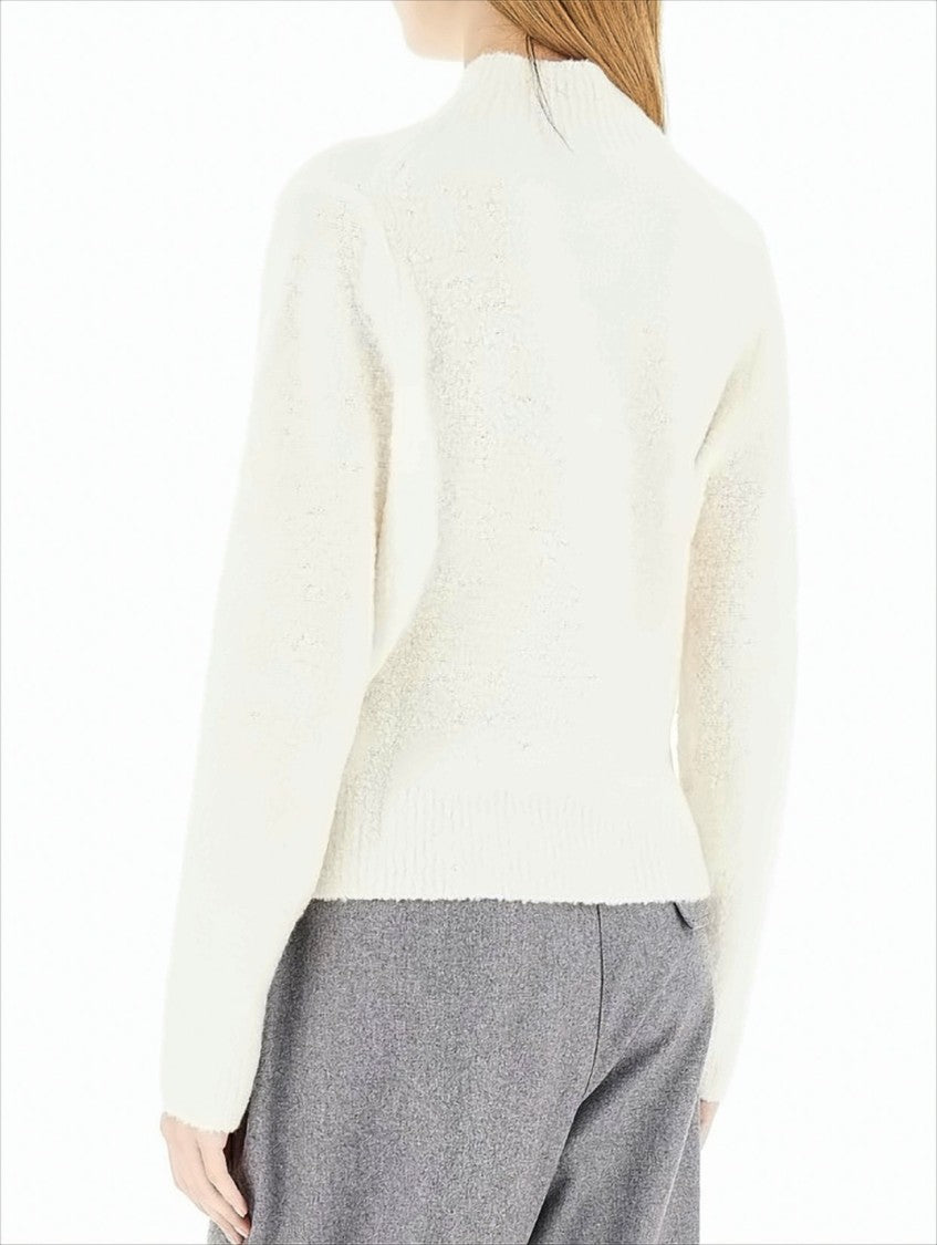 Boss Textured Knit Sweater With Mandarin Collar