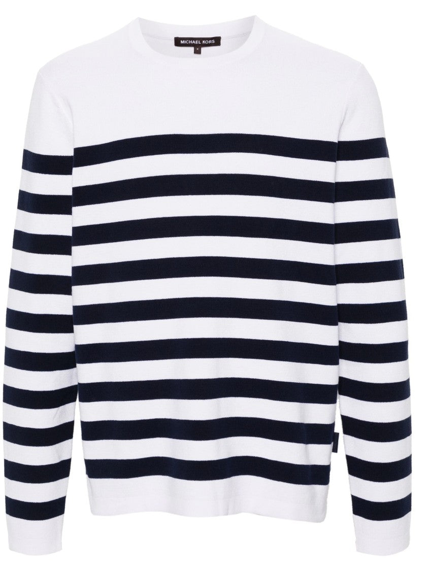 Michael Kors Mariner Stripe Crew Sweater With Classic Neckline