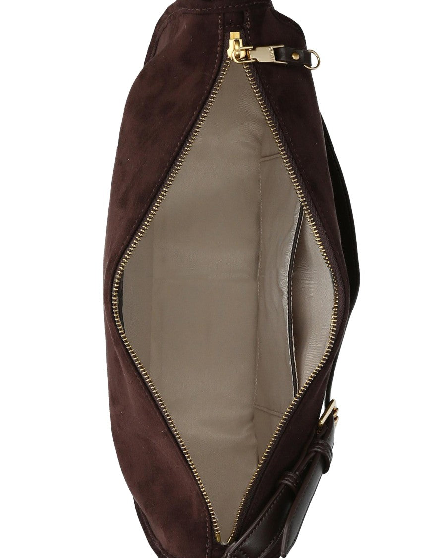 Liu Jo Deep Brown Suede Hobo Faux Suede Shoulder Bag