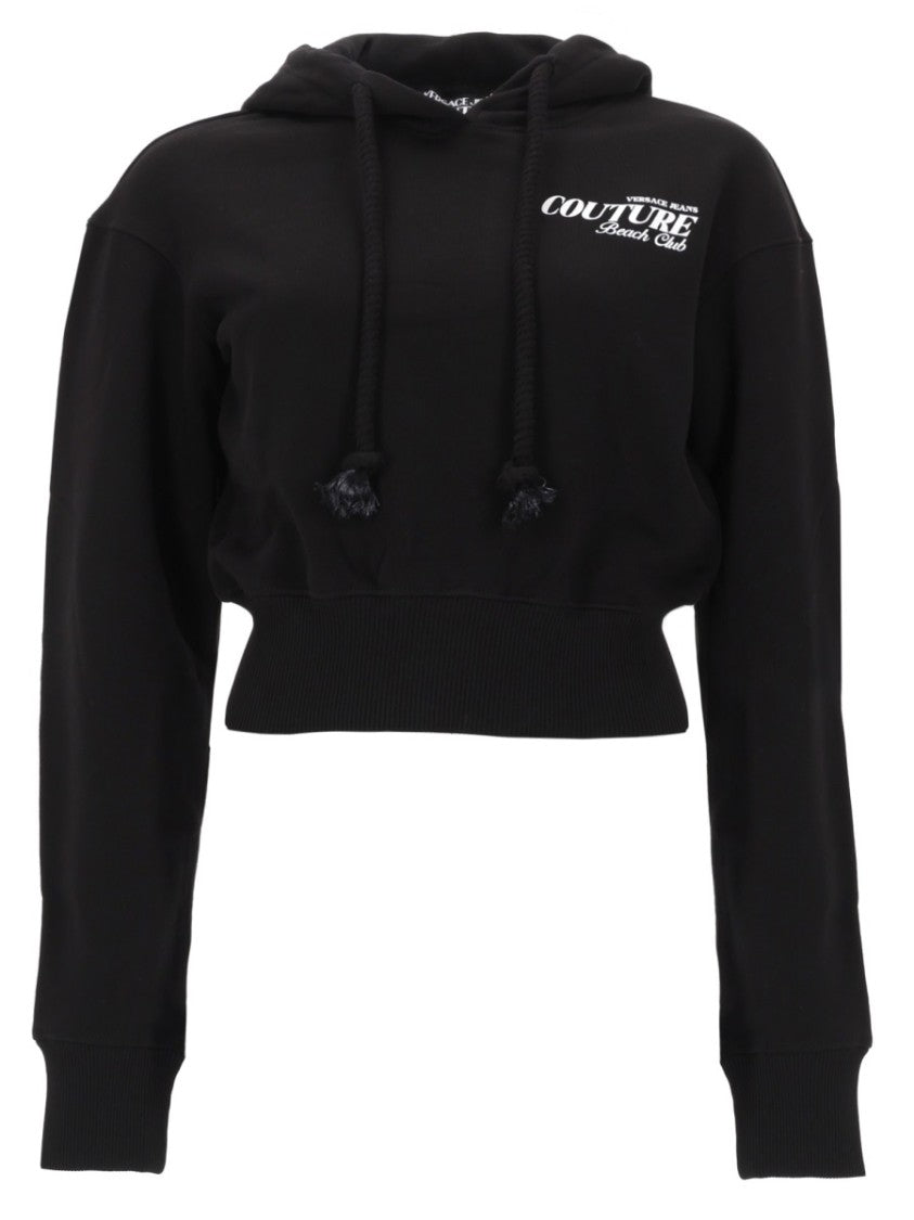 Versace Jeans Couture Couture Cropped Logo Printed Cotton Hoodie