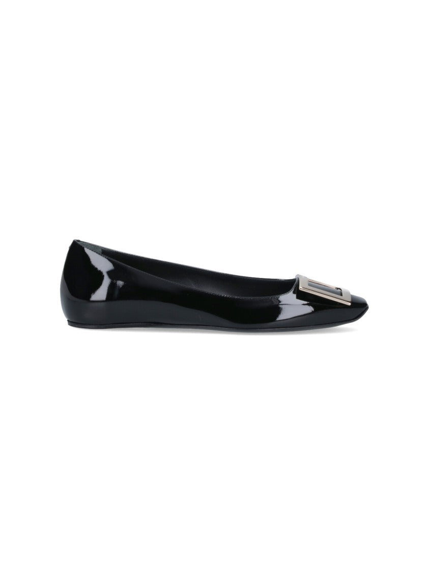 Roger Vivier Black Trompette Patent Calf Leather Flats
