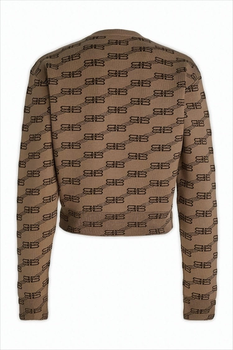 Balenciaga Cropped Sweater With Repeating Bow Motif