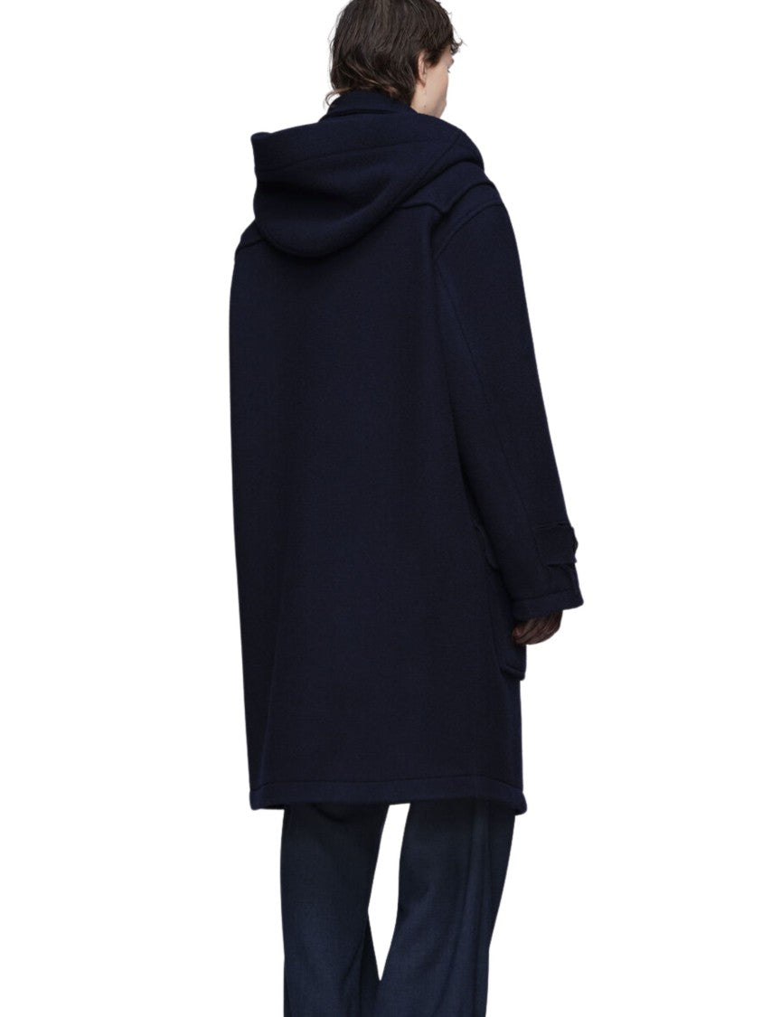 Maison Margiela Navy Blue Wool Coat With Toggle Fastening And Flap Pockets