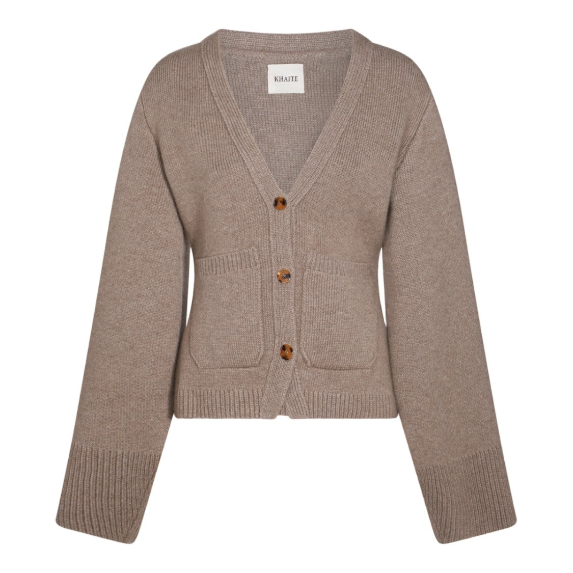 Khaite Ribbed Knit Sweater With Deep V-Neckline And Button Detail