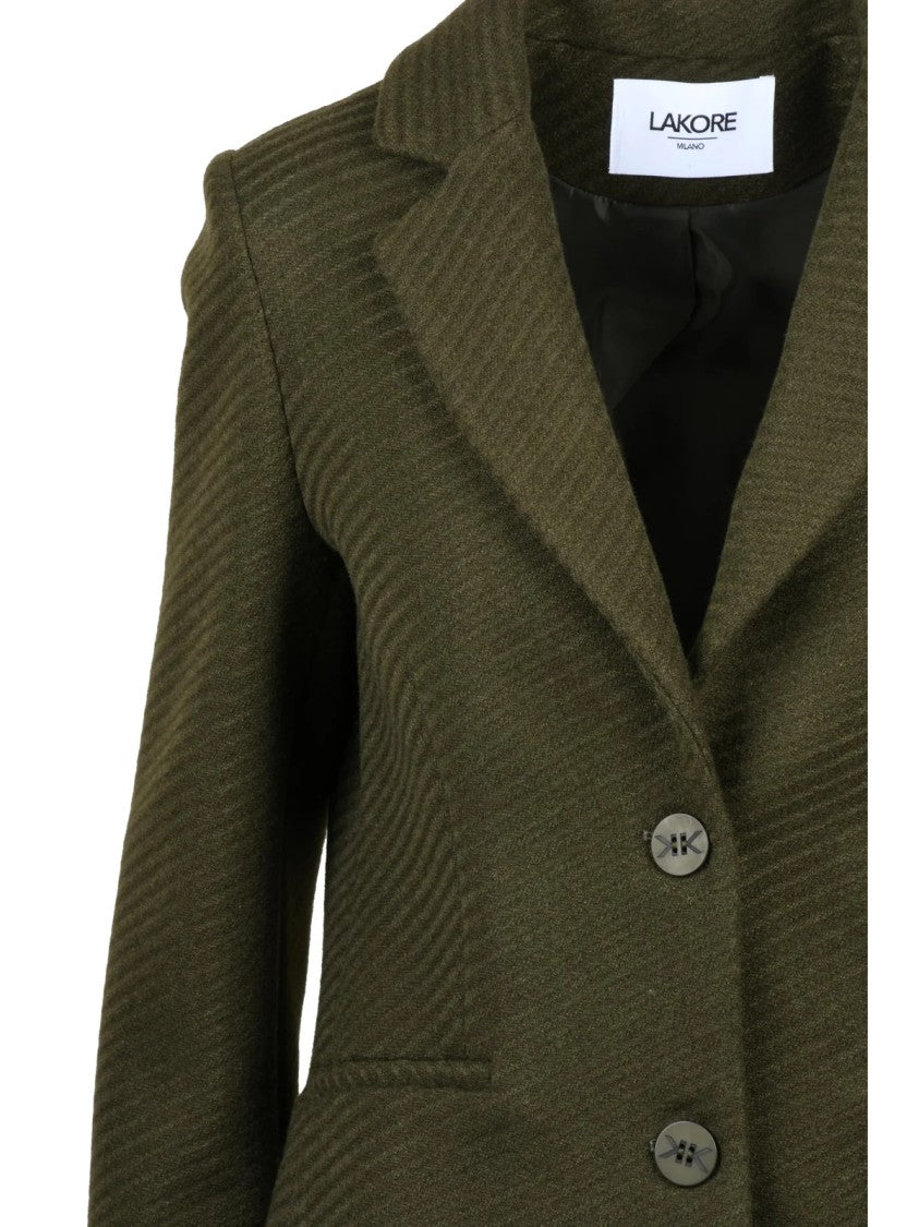 Lakore Green Fitted Wool-Blend Coat