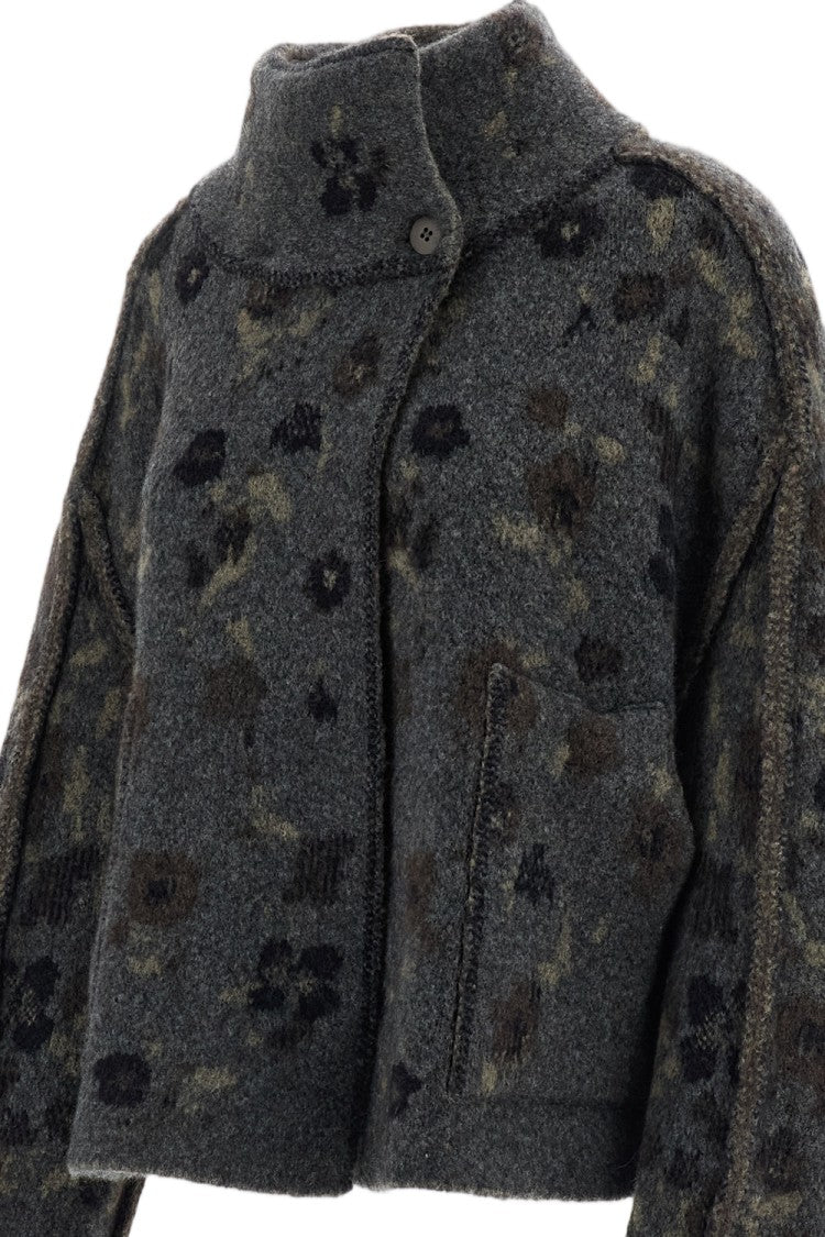 Boboutic Reversible Wool-Blend High Collar Knit Jacket