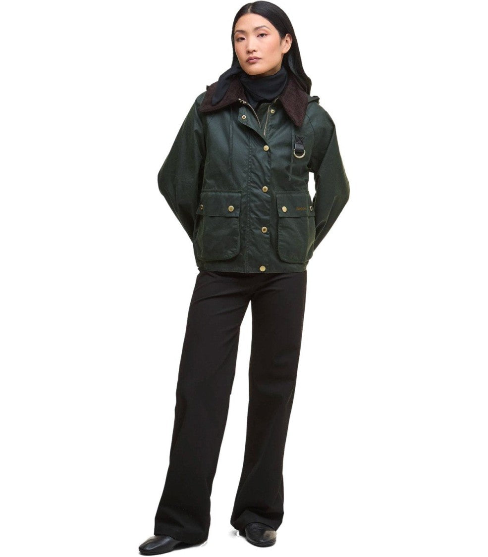 Barbour Reighton Wax Green Hooded Jacket