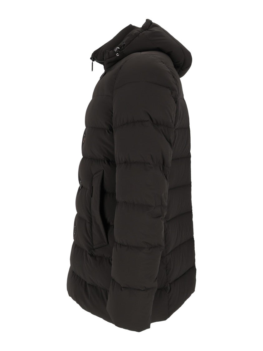 Moorer Florio-Kn Moro Black Quilted Hooded Down Jacket