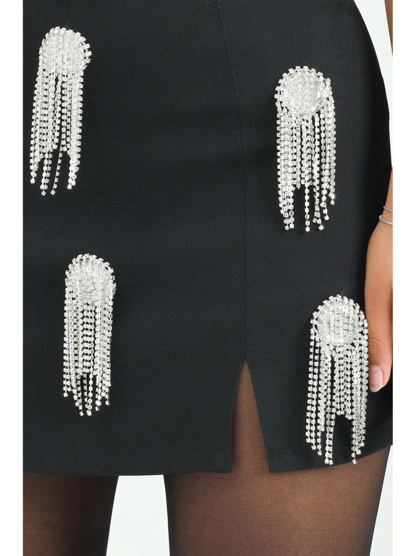 Odi Odi High-Waisted A-Line Skirt With Silver Beaded Embellishments