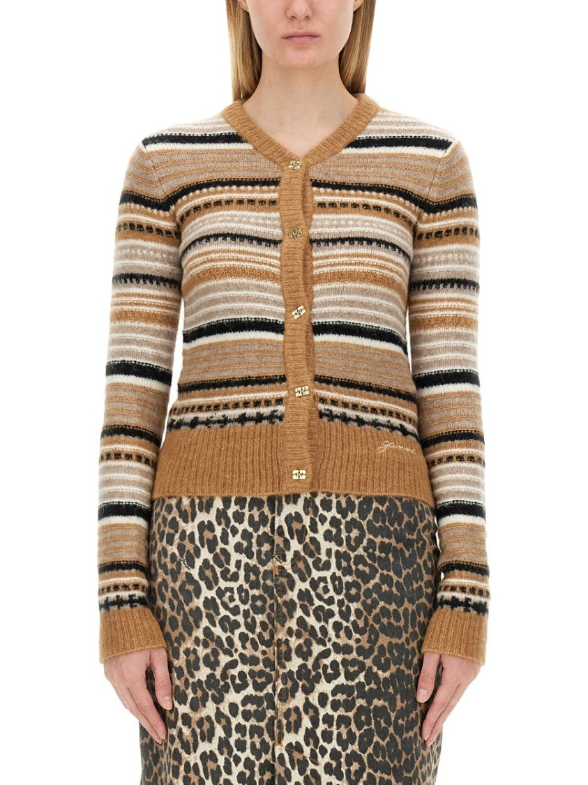 Ganni Cardigan With Stripe Pattern