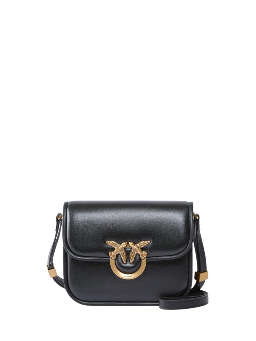 Pinko Black Shoulder Bag With Distinctive Brass