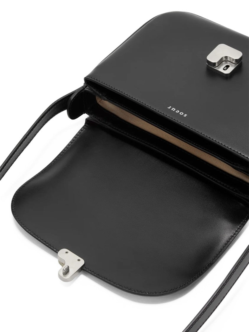 Soeur Mini Flap Bag With Silver Tone Clasp And Adjustable Strap