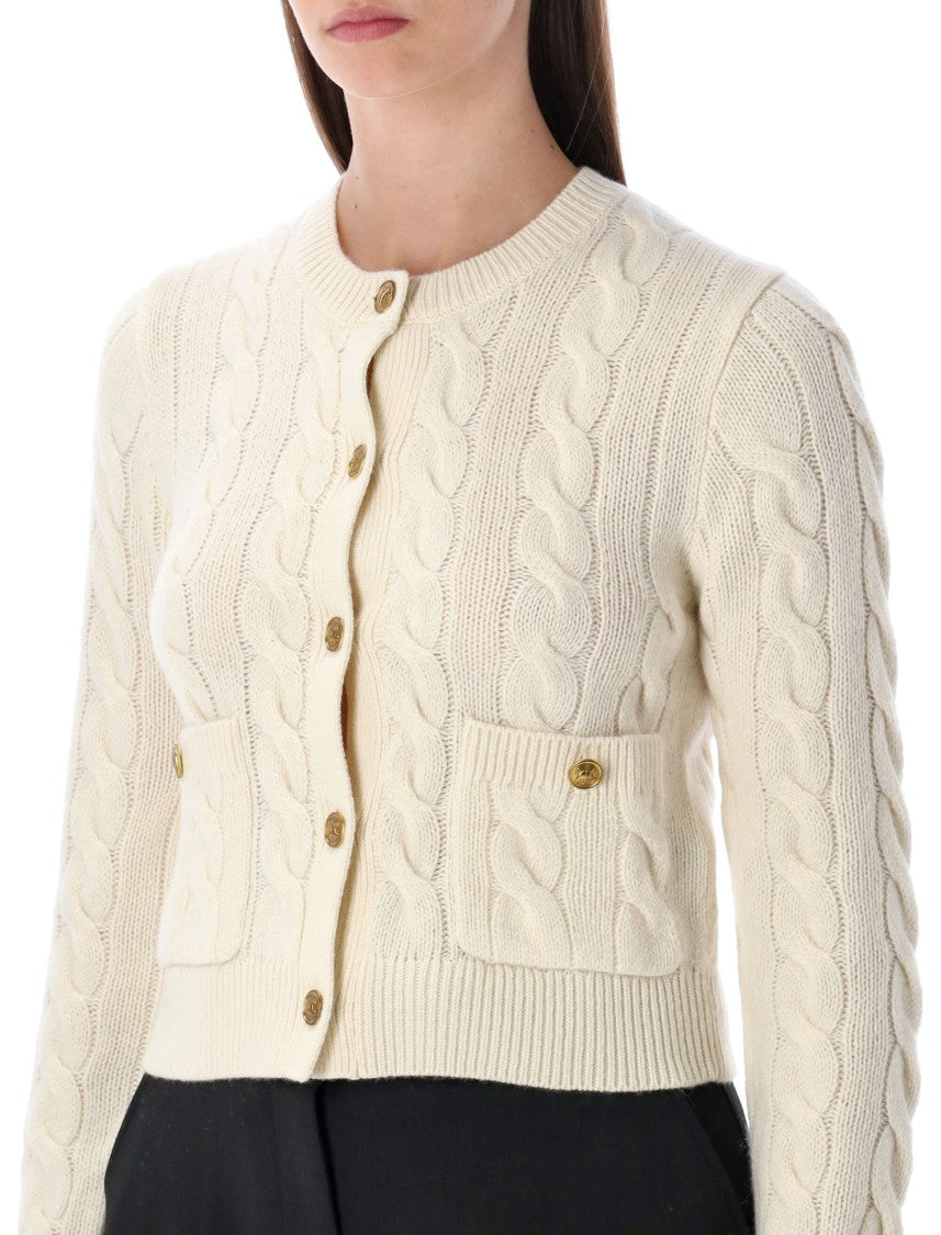 Polo Ralph Lauren Cable Knit Cardigan With Brass Button Accents