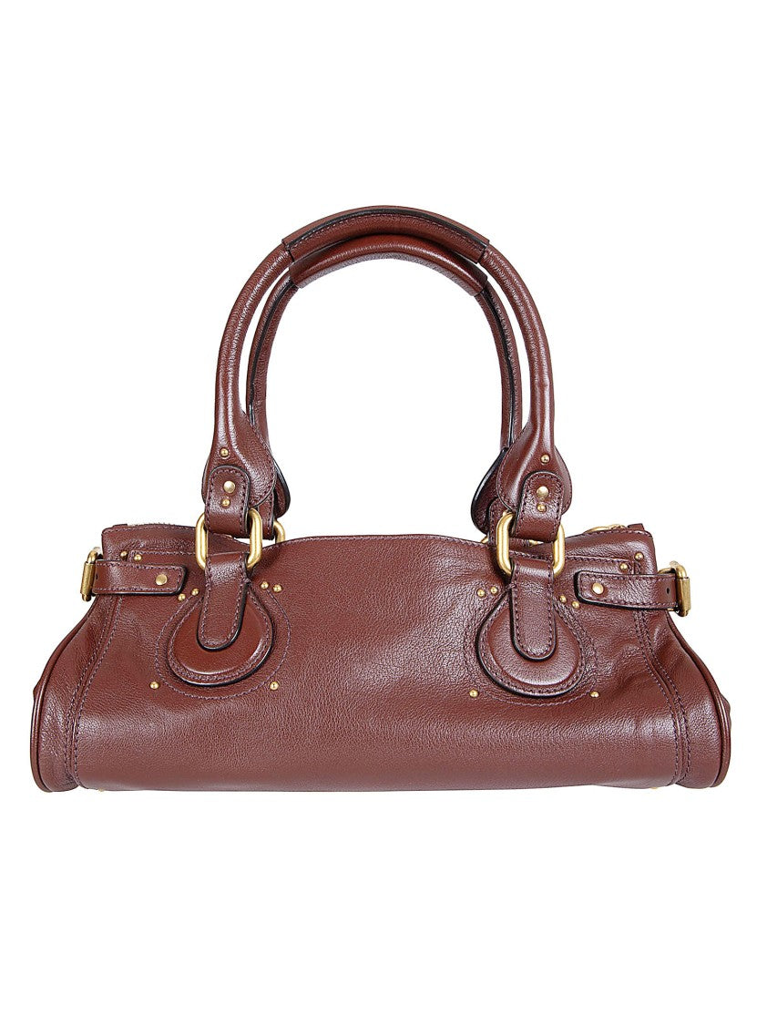Chloé Structured Smooth Leather Handbag With Gold-Tone Hardware And Multiple Pockets