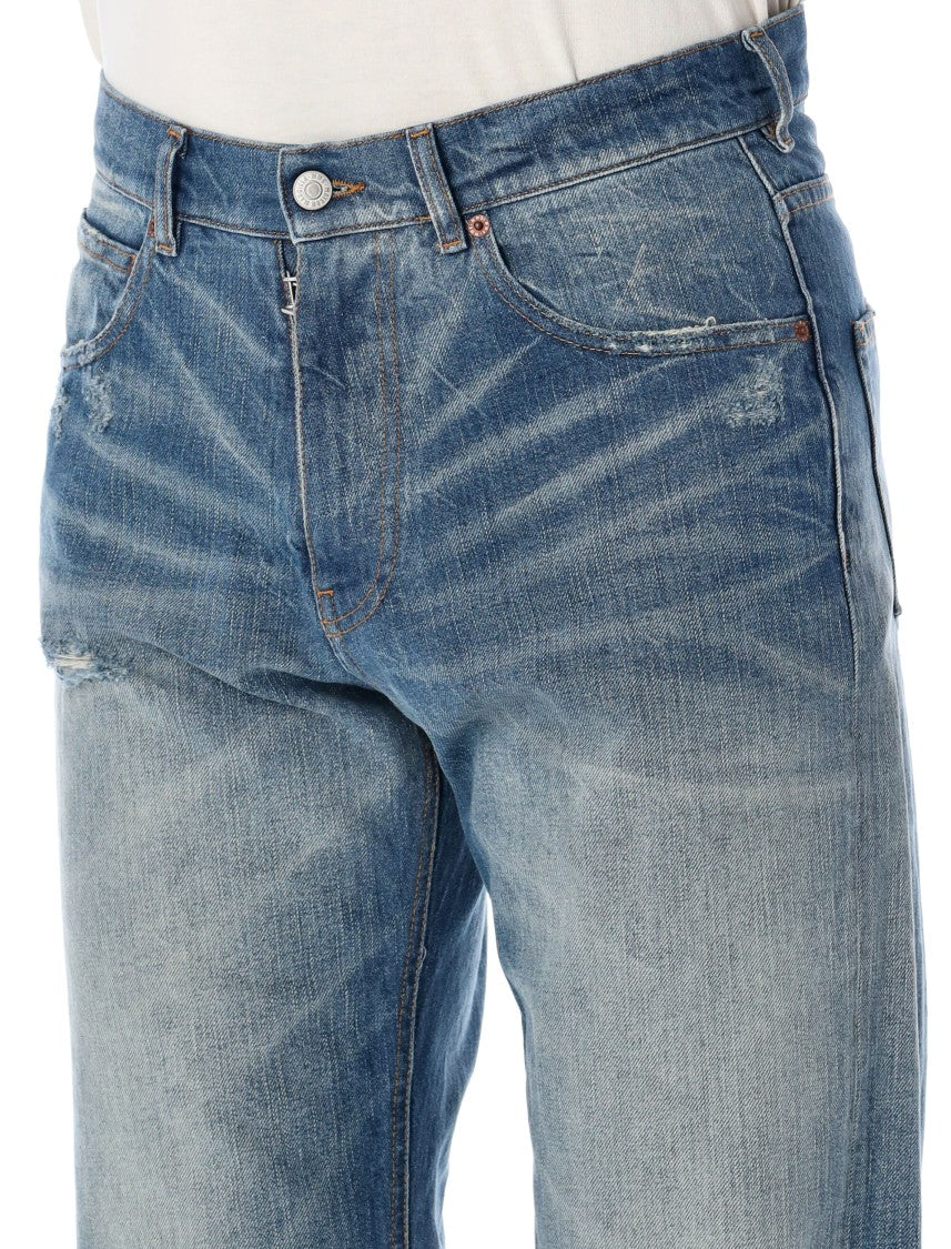 Mm6 By Maison Margiela Light Blue Distressed Jeans
