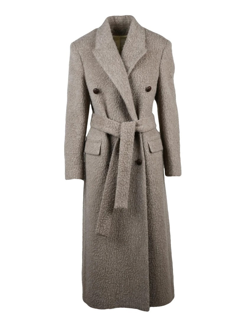 Golden Goose Double-Breasted Wrap Coat In Textured Wool Mohair Blend