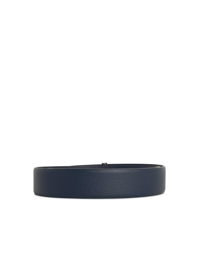 Tom Ford 'T Icon' Navy Leather Belt