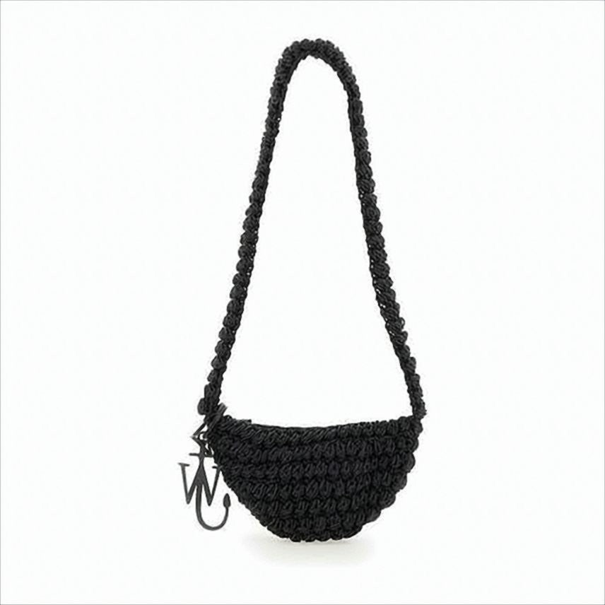 J. W. Anderson Woven Crescent Crossbody Bag With Braided Strap And Metallic Charm