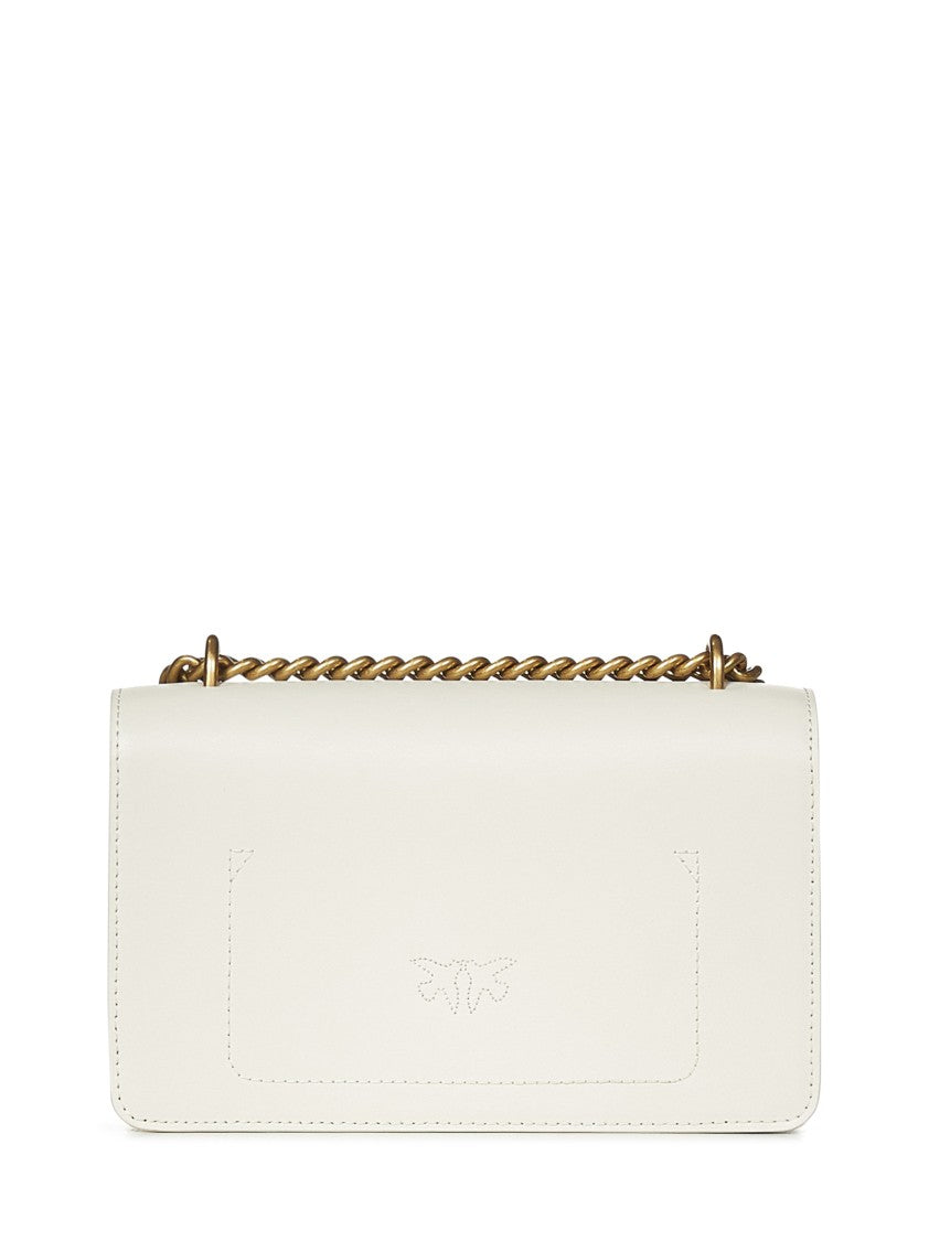 Pinko Mini Love Bag In Silky White Leather