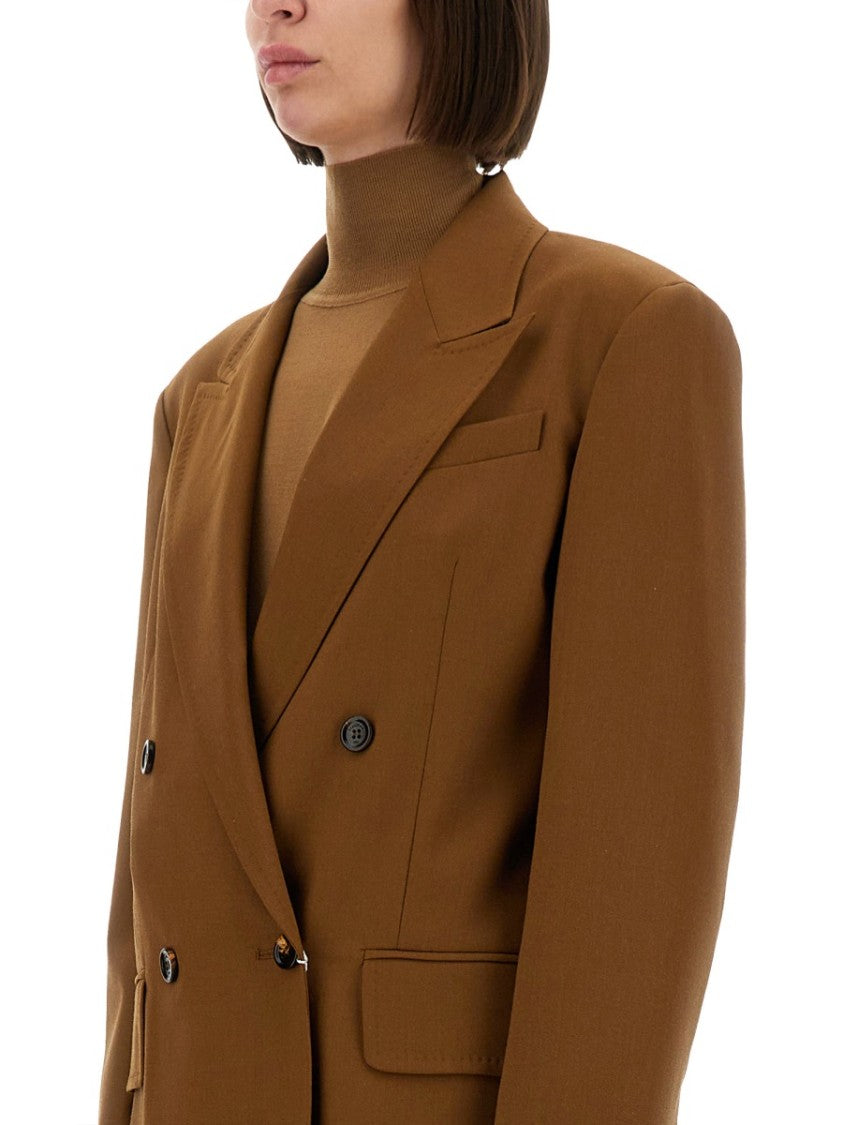 Max Mara Wool Blend Double-Breasted Jacket With Tailored Silhouette