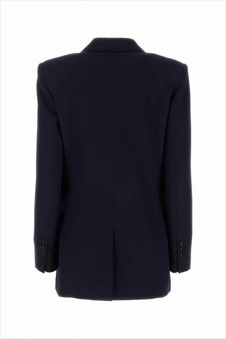 Ami Structured Tailored Blue Wool Jacket With Notched Lapel