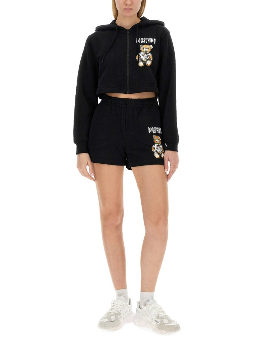 Moschino Cropped Sweatshirt With Playful Teddy Bear Logo