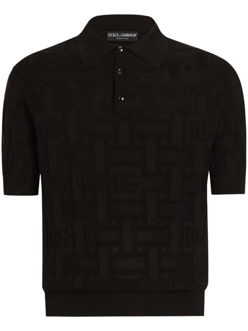 Dolce & Gabbana Textured Black Polo With Embossed Detailing