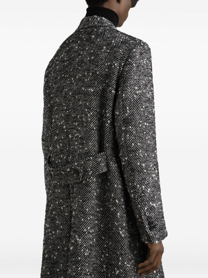 Dolce & Gabbana Herringbone Pattern Coat With Wide Lapels