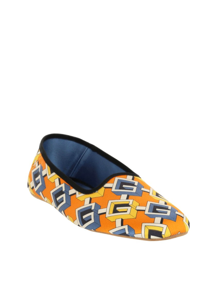Gucci Geometric G Print Satin Voyage Slippers