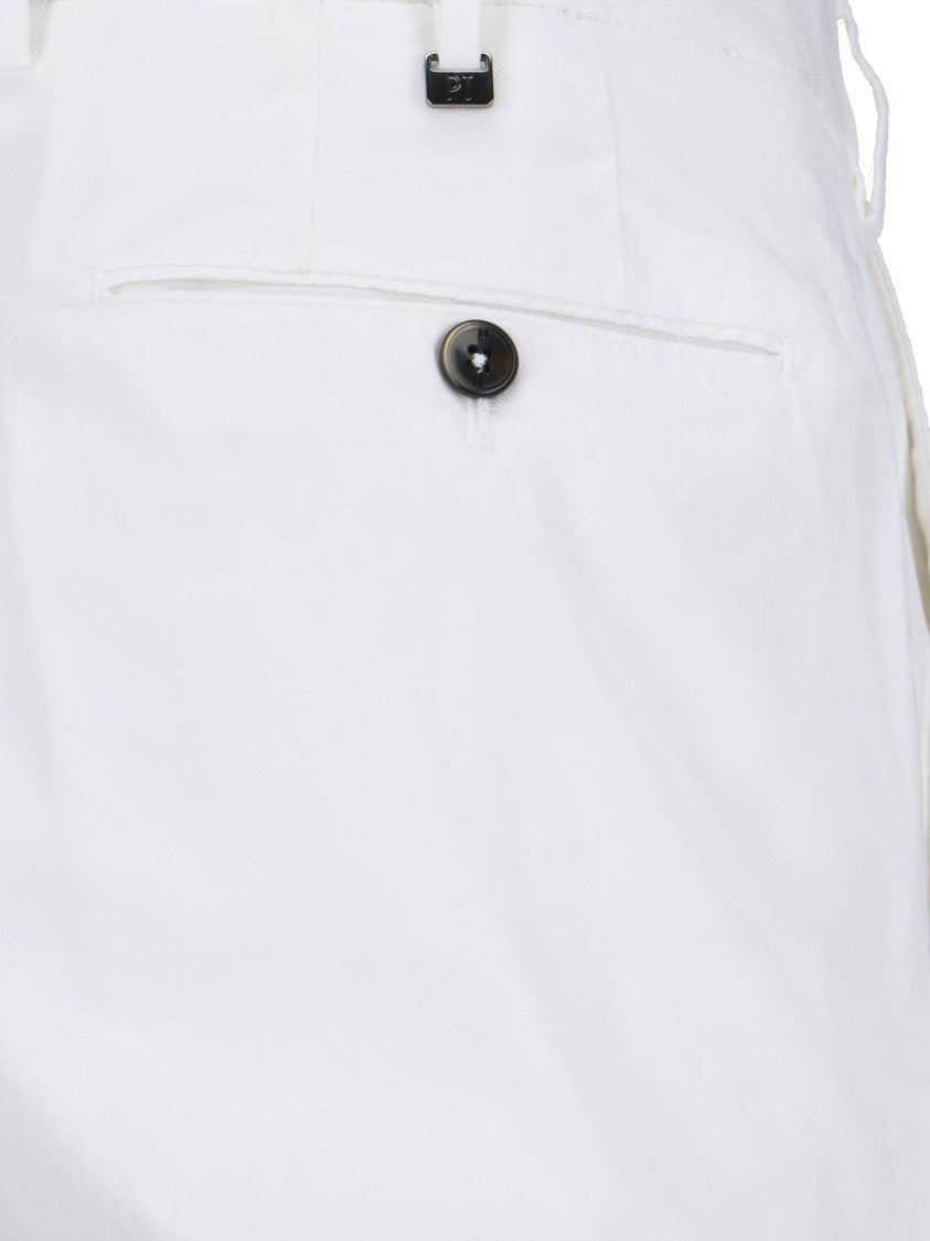 Pt Torino Lyocell/Cotton Straight Trousers – White