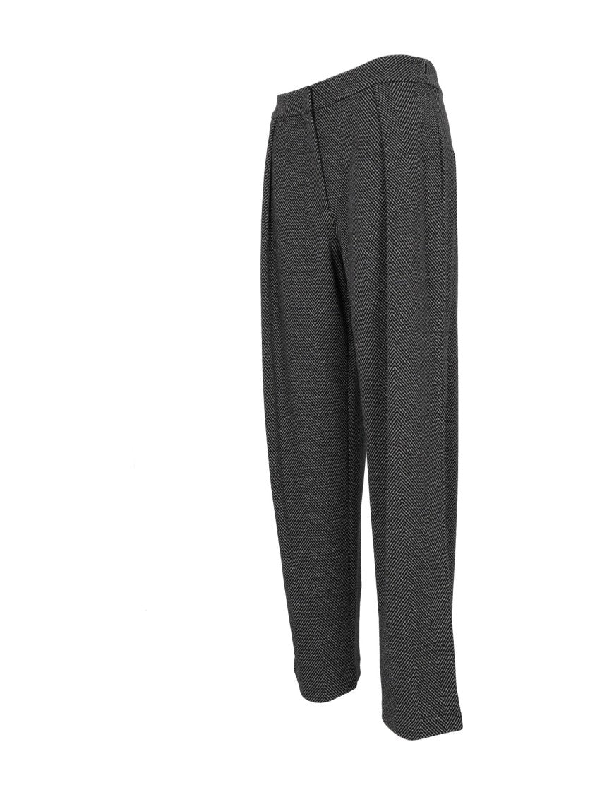 Emporio Armani Herringbone Cropped Relaxed-Fit Pants