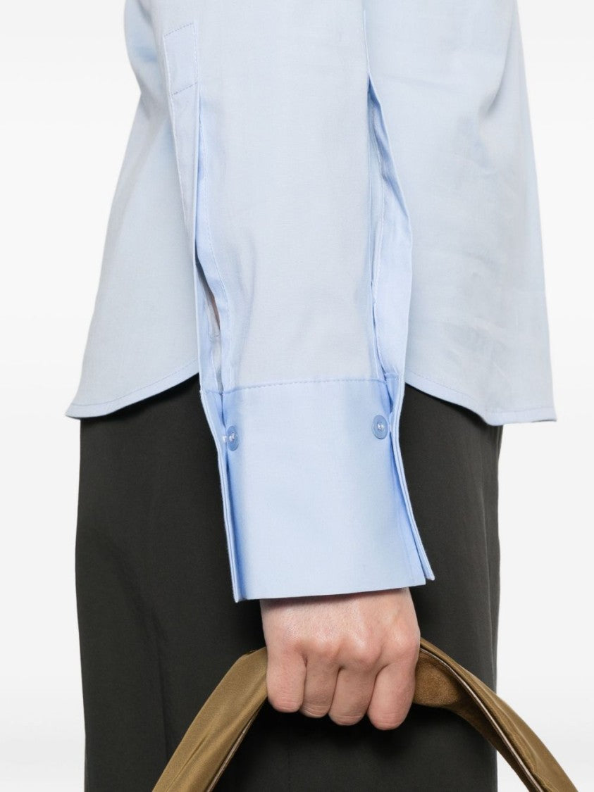 Semi Couture Fitted Light Blue Shirt With Classic Collar