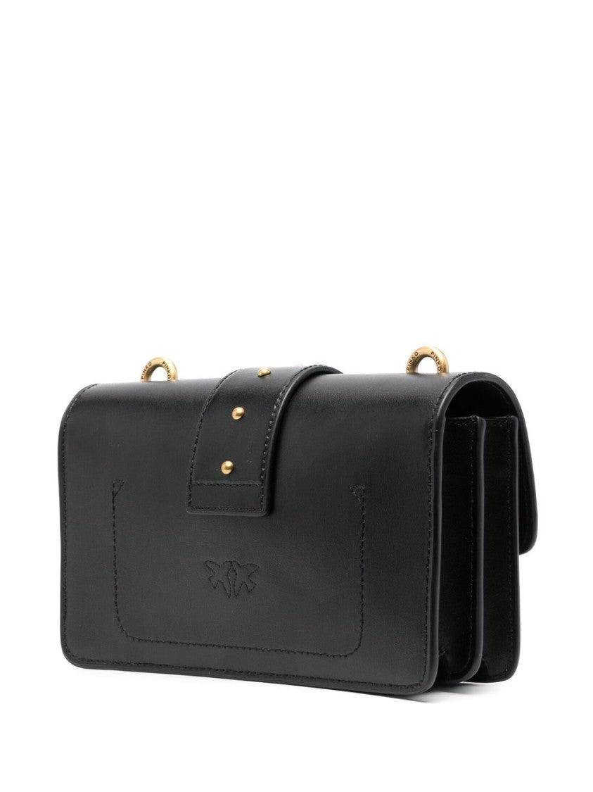 Pinko Jet Black Calf Leather Bag