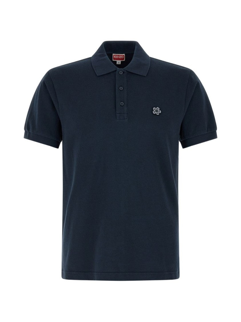 Kenzo Deep Blue Silk And Nylon Polo Shirt