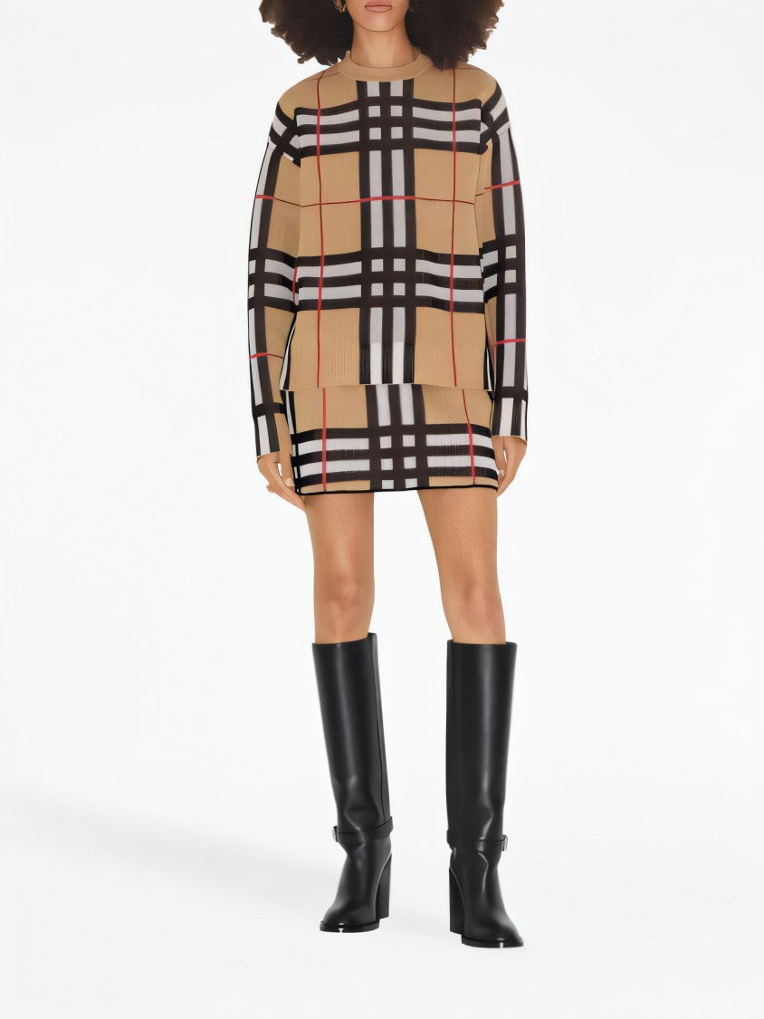 Burberry Bold Check Pattern Sweater With Textured Finish