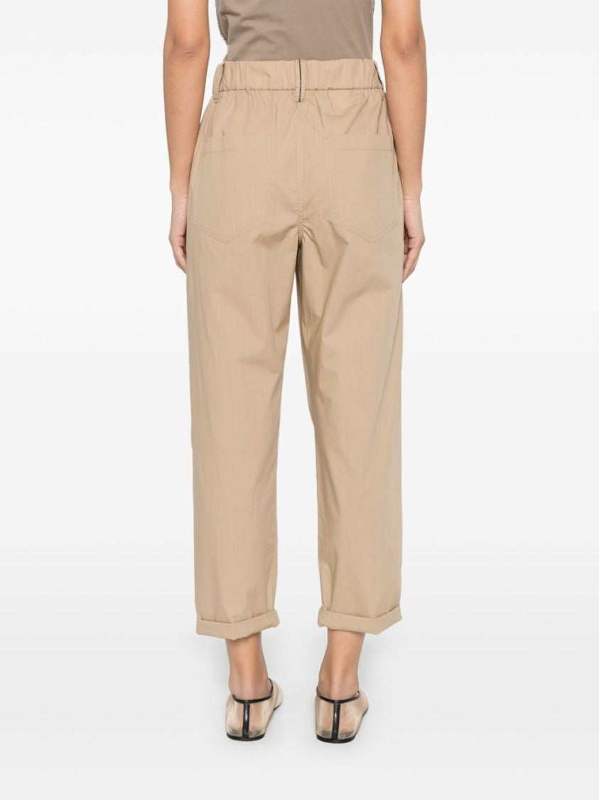 Brunello Cucinelli Light Brown Trousers With Elasticated Waistband